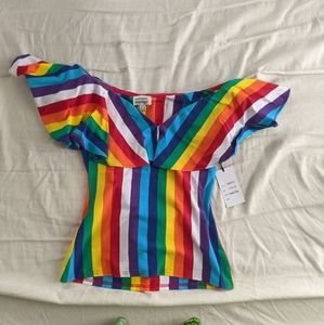 Off the Shoulder Rainbow Top